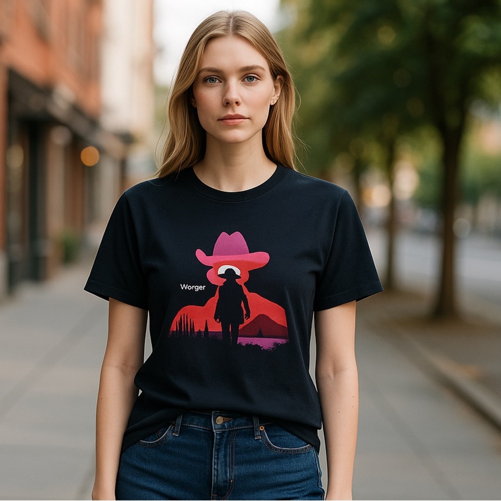 NWT Wrangler Cowboy Silhouette Black Graphic T-shirt cowgirl XS